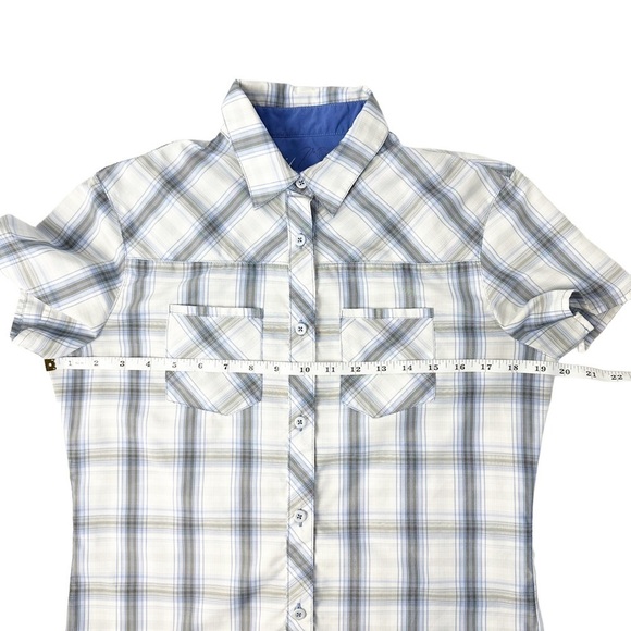 Kuhl Mountain Culture Ionik Blue and White Plaid Shirt UPF 30 - Picture 8 of 10